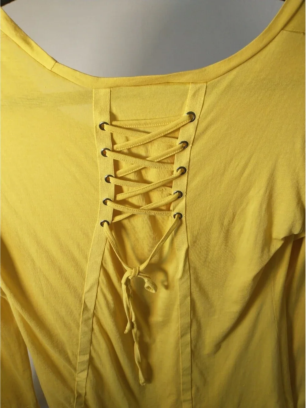 oso casuals Long Sleeve Tunic, Bright Yellow, Small, Laced Back